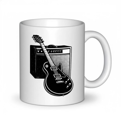 MAYA MUSIC CUP GUITAR-WHITH-COMBO-AMP кружка с иллюстрацией