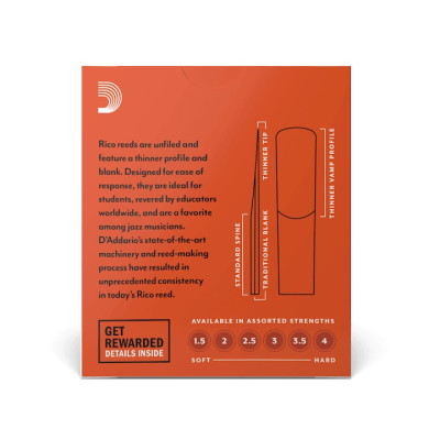 D'ADDARIO RJA1025 RICO - ALTO SAX 2.5 (1шт) тростина для альт саксофону 