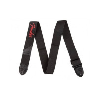 FENDER STRAP 2" BLACK RED LOGO