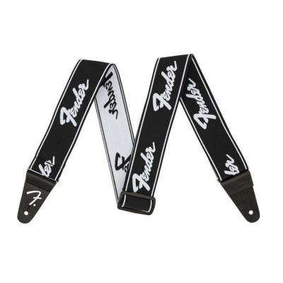 FENDER STRAP 2" WEIGHLESS RUNNING LOGO BLACK/WHITE гітарний ремінь