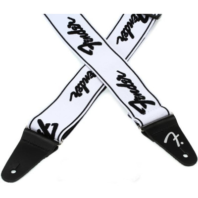 FENDER STRAP 2" WEIGHLESS RUNNING LOGO BLACK/WHITE гітарний ремінь