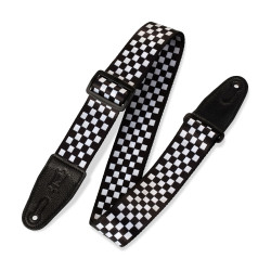LEVY'S MP-28 PRINT SERIES GUITAR STRAP BLACK AND WHITE CHECKERS