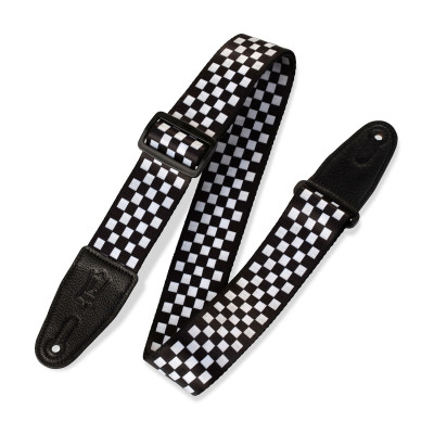 LEVY'S MP-28 PRINT SERIES GUITAR STRAP BLACK AND WHITE CHECKERS гітарний ремінь