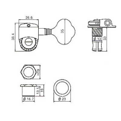 PAXPHIL JB-350 4-IN-LINE CR кілки для 4-х струнної бас-гітари