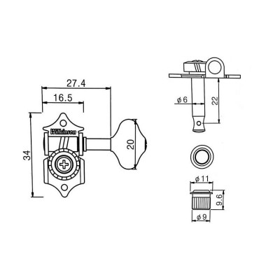 PAXPHIL WJ-28N 3+3 CR кілки для акустичної гітари