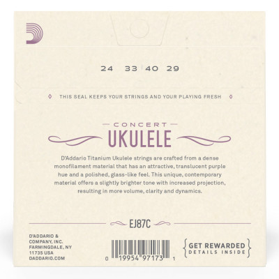 D'ADDARIO EJ87C TITANIUM UKULELE CONCERT струни для укулеле концерт