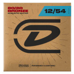 DUNLOP DAB1254 80/20 BRONZE ACOUSTIC GUITAR STRINGS (12-54)