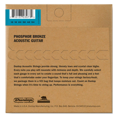 DUNLOP DAP1254 PHOSPHOR BRONZE ACOUSTIC GUITAR STRINGS (12-54) струни для акустичної гітари