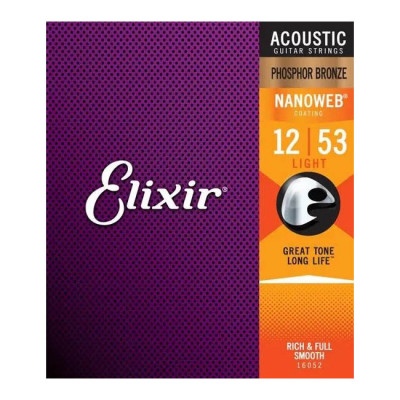ELIXIR PB NW L PHOSPHOR BRONZE NANOWEB LIGHT (012-053) 16052 струни для акустичної гітари