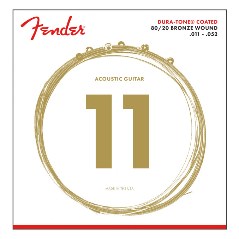 FENDER 880CL 80/20 DURA-TONE COATED ACOUSTIC GUITAR STRINGS (11-52)