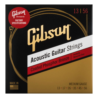 GIBSON SAG-CPB13 COATED PHOSPHOR BRONZE ACOUSTIC GUITAR STRINGS MEDIUM (13-56) струни для акустичної гітари
