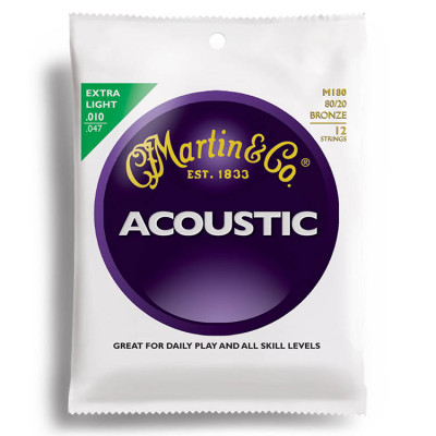 MARTIN M180 TRADITIONAL 80/20 BRONZE EXTRA LIGHT 12 STRING (10-47) струни для 12-ти струнної акустичної гітари