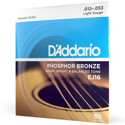 D'ADDARIO EJ16 PHOSPHOR BRONZE REGULAR LIGHT (12-53) струни для акустичної гітари