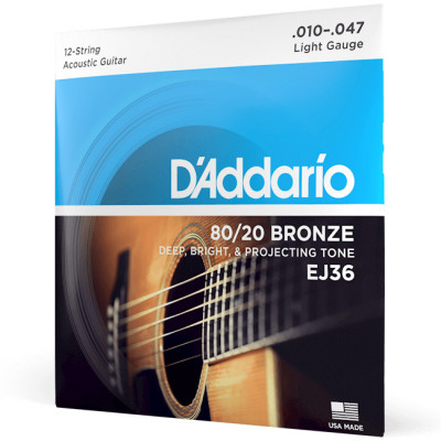 D'ADDARIO EJ36 BRONZE LIGHT 12-STRING (10-47) струни для акустичної гітари