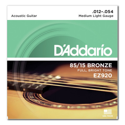 D'ADDARIO EZ920 85/15 BRONZE MEDIUM LIGHT (12-54) струни для акустичної гітари
