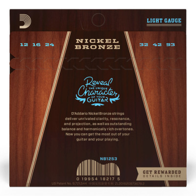 D'ADDARIO NB1253 NICKEL BRONZE LIGHT (12-53) струни для акустичної гітари