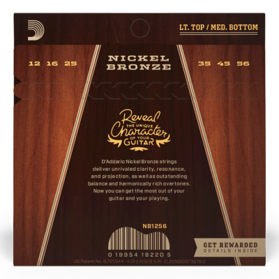 D'ADDARIO NB1256 NICKEL BRONZE LIGHT TOP/MEDIUM BOTTOM (12-56) струни для акустичної гітари