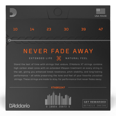 D'ADDARIO XTABR1047 XT 80/20 BRONZE EXTRA LIGHT (10-47) струни для акустичної гітари