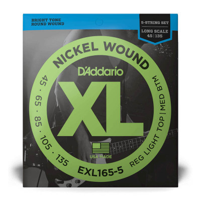 D'ADDARIO EXL165-5 XL NICKEL WOUND (45-135) струни для бас-гітари