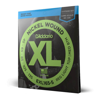 D'ADDARIO EXL165-5 XL NICKEL WOUND (45-135) струни для бас-гітари
