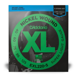 D'ADDARIO XL NICKEL WOUND BASS SUPER LIGHT 5-STRING (40-125)