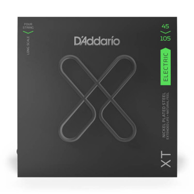 D'ADDARIO XTB45105 XT BASS NICKEL PLATED STEEL (45-105) струни для бас-гітари