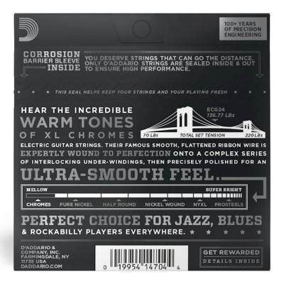 D'ADDARIO ECG24 XL CHROMES JAZZ LIGHT (11-50) струни для електрогітари