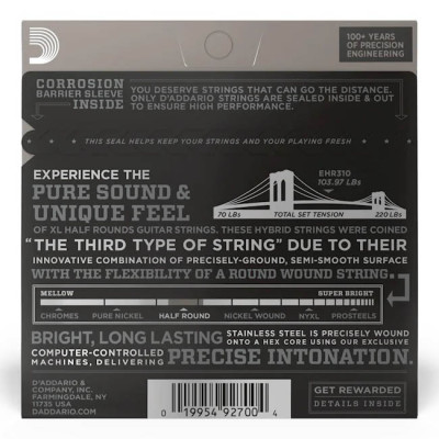 D'Addario EHR310 XL HALF ROUNDS REGULAR LIGHT (10-46) струни для електрогітари