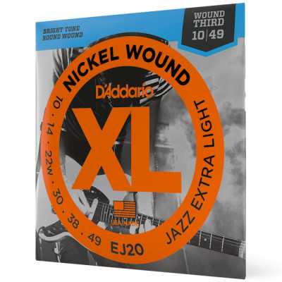 D'ADDARIO EJ20 XL NICKEL WOUND JAZZ EXTRA LIGHT (10-49) струни для електрогітари
