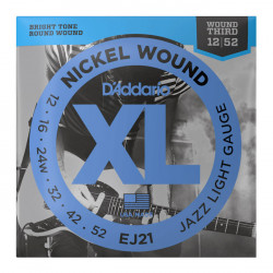 D'ADDARIO EJ21 XL NICKEL WOUND JAZZ LIGHT (12-52)