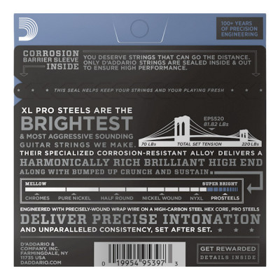 D'ADDARIO EPS520 XL PROSTEELS SUPER LIGHT (09-42) струни для електрогітари