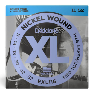 D'ADDARIO EXL116 XL NICKEL WOUND MEDIUM TOP / HEAVY BOTTOM (11-52) струни для електрогітари 