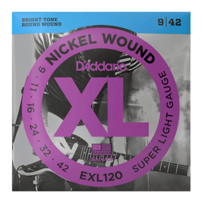 D'ADDARIO EXL120 XL NICKEL WOUND SUPER LIGHT (09-42) струни для електрогітари