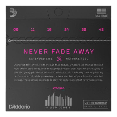 D'ADDARIO XTE0942 XT ELECTRIC NICKEL PLATED STEEL SUPER LIGHT (09-42) струни для електрогітари