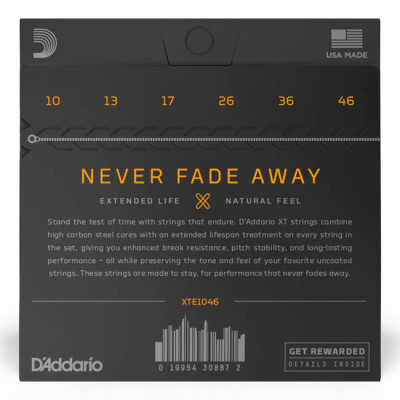 D'ADDARIO XTE1046 XT ELECTRIC NICKEL PLATED STEEL REGULAR LIGHT (10-46) струни для електрогітари