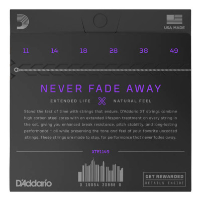 D'ADDARIO XTE1149 XT ELECTRIC NICKEL PLATED STEEL MEDIUM (11-49) струни для електрогітари