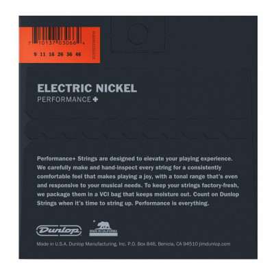 DUNLOP DEN0946 PERFORMANCE+ ELECTRIC GUITAR STRINGS (09-46) струни для електрогітари