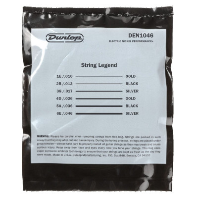 DUNLOP DEN1046 PERFORMANCE+ ELECTRIC GUITAR STRINGS (10-46) струни для електрогітари