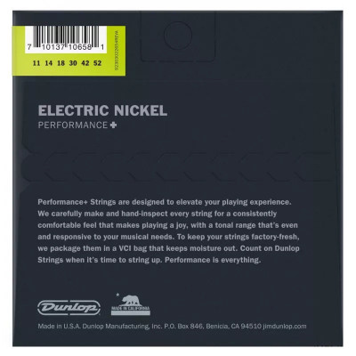 DUNLOP DEN1152 PERFORMANCE+ ELECTRIC GUITAR STRINGS (11-52) струни для електрогітари