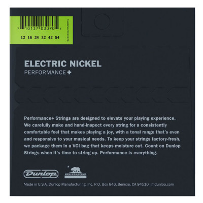 DUNLOP DEN1254 NICKEL PLATED STEEL (12-54) PERFORMANCE+ струни для електрогітари