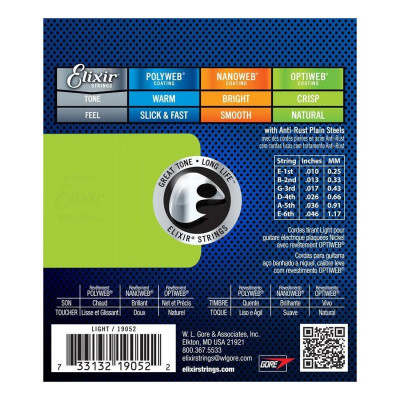 ELIXIR EL OW L NICKEL OPTIWEB LIGHT (010-046) 19052 струни для електрогітари