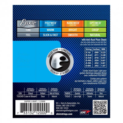 ELIXIR El PW SL ANTI-RUST POLYWEB SUPER LIGHT (009-042) 12000 струни для електрогітари