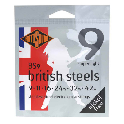 ROTOSOUND BS9 BRITISH STEELS SUPER LIGHT (09-42) струни для електрогітари