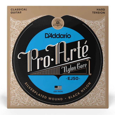 D'ADDARIO EJ50 PRO ARTE BLACK NYLON HARD TENSION струни для класичної гітари