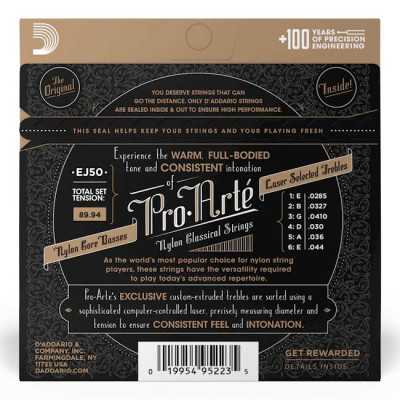 D'ADDARIO EJ50 PRO ARTE BLACK NYLON HARD TENSION струни для класичної гітари