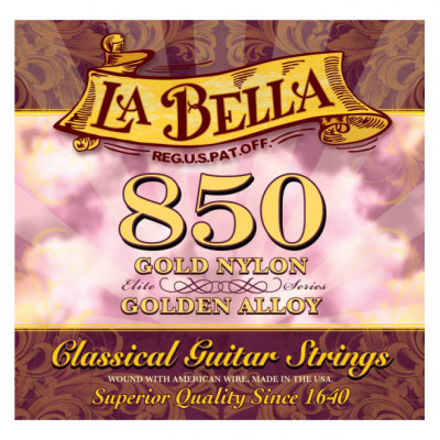 LA BELLA 850 ELITE GOLD NYLON GOLDEN ALLOY струни для класичної гітари