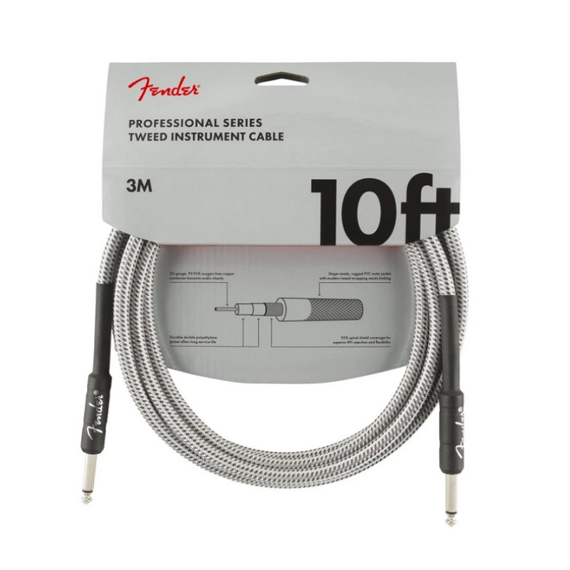 FENDER CABLE PROFESSIONAL SERIES 10' WHITE TWEED