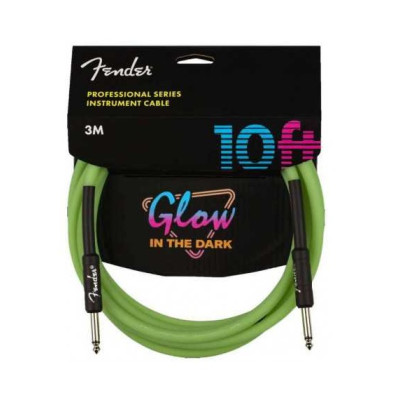 FENDER CABLE PROFESSIONAL SERIES 10' GLOW IN DARK GREEN инструментальный кабель