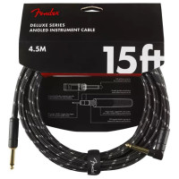 FENDER CABLE DELUXE SERIES 15' ANGLED BLACK TWEED